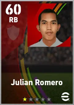 Julian Romero eFootball 2026 player card — 60 OVR RB
