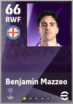 Benjamin Mazzeo eFootball 2026 player card — 66 OVR RWF