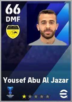 Yousef Abu Al Jazar eFootball 2026 player card — 66 OVR DMF