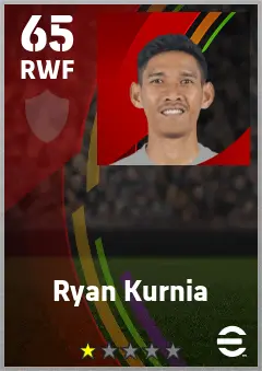 Ryan Kurnia eFootball 2026 player card — 65 OVR RWF