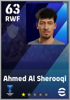 Ahmed Al Sherooqi eFootball 2026 player card — 63 OVR RWF