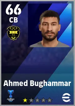 Ahmed Bughammar eFootball 2026 player card — 66 OVR CB