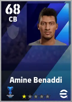 Amine Benaddi eFootball 2026 player card — 68 OVR CB