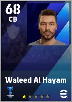 Waleed Al Hayam eFootball 2026 player card — 68 OVR CB
