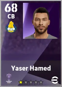 Yaser Hamed eFootball 2026 player card — 68 OVR CB