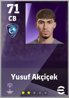 Yusuf Akcicek eFootball 2026 player card — 71 OVR CB