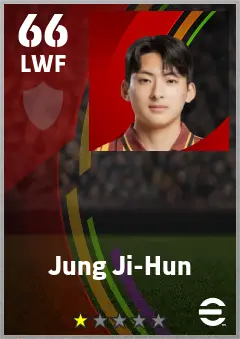 Jung Ji-Hun eFootball 2026 player card — 66 OVR LWF