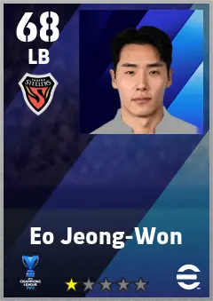 Eo Jeong-Won eFootball 2026 player card — 68 OVR LB