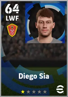 Diego Sia eFootball 2026 player card — 64 OVR LWF