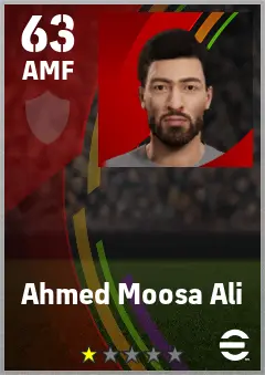 Ahmed Moosa Ali eFootball 2026 player card — 63 OVR AMF