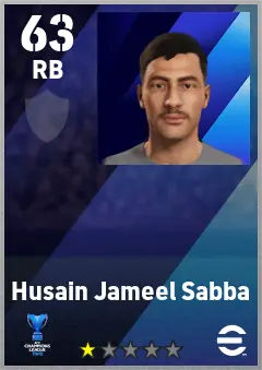 Husain Jameel Sabba eFootball 2026 player card — 63 OVR RB