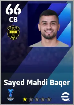 Sayed Mahdi Baqer eFootball 2026 player card — 66 OVR CB