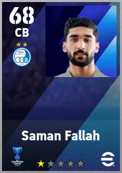Saman Fallah eFootball 2026 player card — 68 OVR CB
