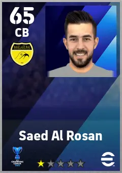 Saed Al Rosan eFootball 2026 player card — 65 OVR CB
