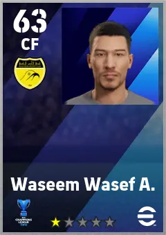 Waseem Wasef A. eFootball 2026 player card — 63 OVR CF