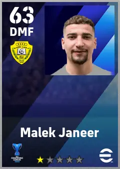 Malek Janeer eFootball 2026 player card — 63 OVR DMF