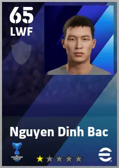 Nguyen Dinh Bac eFootball 2026 player card — 65 OVR LWF