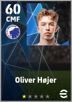 Oliver Hojer eFootball 2026 player card — 60 OVR CMF