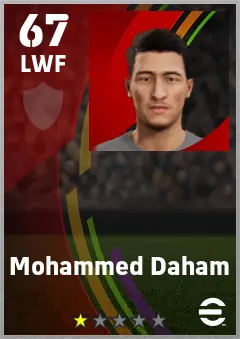 Mohammed Daham eFootball 2026 player card — 67 OVR LWF