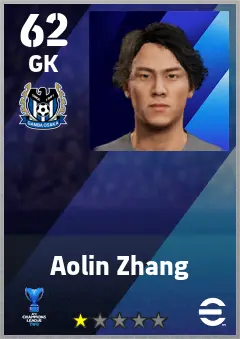 Aolin Zhang eFootball 2026 player card — 62 OVR GK