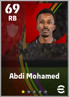 Abdi Mohamed eFootball 2026 player card — 69 OVR RB