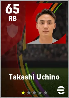 Takashi Uchino eFootball 2026 player card — 65 OVR RB