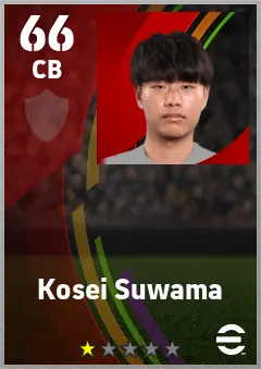 Kosei Suwama eFootball 2026 player card — 66 OVR CB