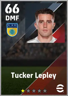 Tucker Lepley eFootball 2026 player card — 66 OVR DMF