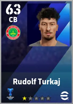 Rudolf Turkaj eFootball 2026 player card — 63 OVR CB