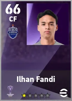 Ilhan Fandi eFootball 2026 player card — 66 OVR CF