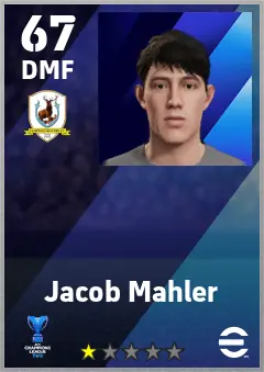 Jacob Mahler eFootball 2026 player card — 67 OVR DMF
