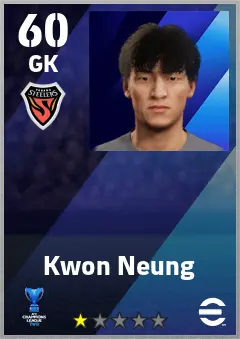 Kwon Neung eFootball 2026 player card — 60 OVR GK