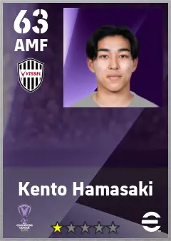 Kento Hamasaki eFootball 2026 player card — 63 OVR AMF