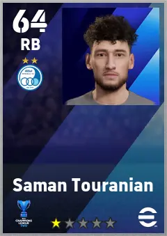 Saman Touranian eFootball 2026 player card — 64 OVR RB