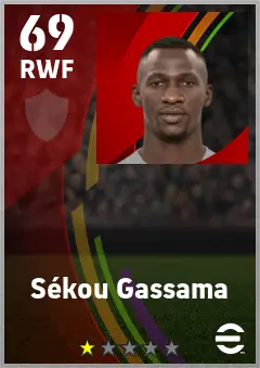 Sekou Gassama eFootball 2026 player card — 69 OVR RWF