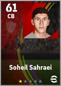 Soheil Sahraei eFootball 2026 player card — 61 OVR CB