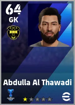Abdulla Al Thawadi eFootball 2026 player card — 64 OVR GK