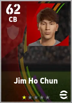 Jim Ho Chun eFootball 2026 player card — 62 OVR CB