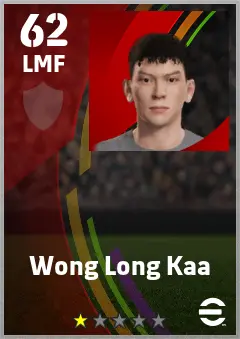Wong Long Kaa eFootball 2026 player card — 62 OVR LMF