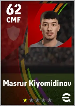 Masrur Kiyomidinov eFootball 2026 player card — 62 OVR CMF