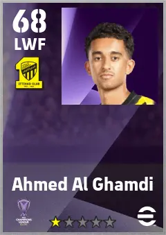 Ahmed Al Ghamdi eFootball 2026 player card — 68 OVR LWF