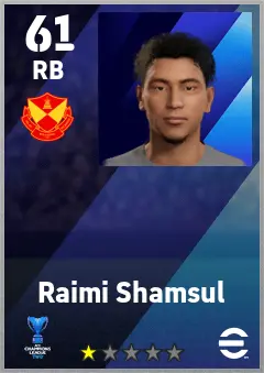 Raimi Shamsul eFootball 2026 player card — 61 OVR RB