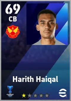 Harith Haiqal eFootball 2026 player card — 69 OVR CB