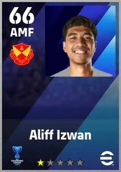 Aliff Izwan eFootball 2026 player card — 66 OVR AMF