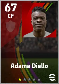 Adama Diallo eFootball 2026 player card — 67 OVR CF