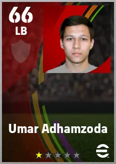 Umar Adhamzoda eFootball 2026 player card — 66 OVR LB