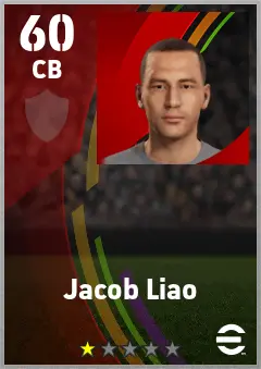 Jacob Liao eFootball 2026 player card — 60 OVR CB