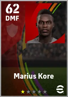 Marius Kore eFootball 2026 player card — 62 OVR DMF
