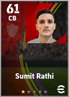 Sumit Rathi eFootball 2026 player card — 61 OVR CB