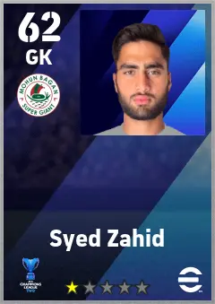 Syed Zahid eFootball 2026 player card — 62 OVR GK